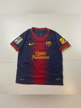 Nike FC Barcelona 2012-2013 Home Soccer Jersey Qatar Foundation Kid size S
